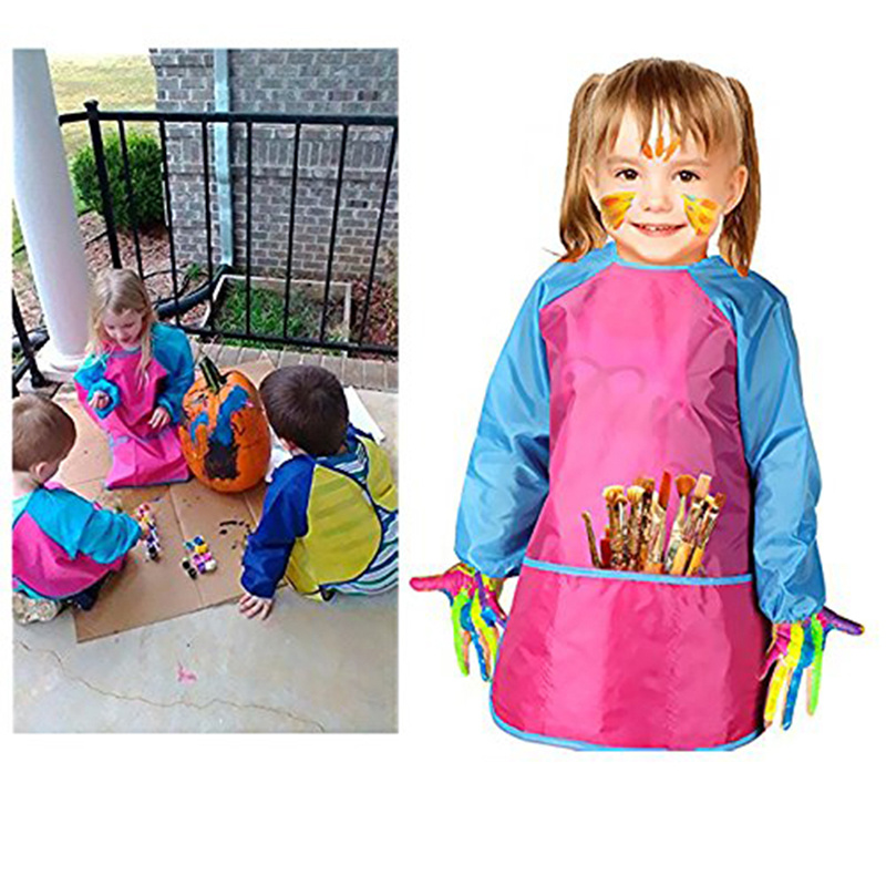 Aprons Learning Education Interesting Toys Waterproof Painting Apron Portable Children Smock Long Sleeve - Image 7
