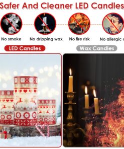 Alternative view of 3Pack Christmas Flameless LED Pillar Candles Deer Flickering Lights w/ Remote Timer 3 Modes