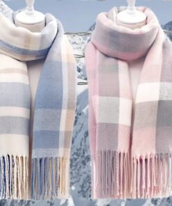 Couple Winter Scarf - Thick Warm Polyester Tassel Shawl Wrap, 180x70cm Unisex Scarves For Women & Men, Christmas Thanksgiving Gift