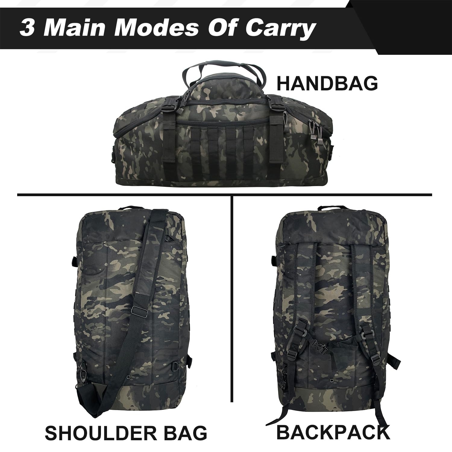 3 In 1 Military Backpack Travel Duffle Bag For Weekender Gym Traveling Workout Deployment - Image 6