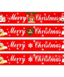 Alternative view of Christmas Window Curtains Hanging Flags Banners Pull Flags Pendant Festive Home Party Decoration