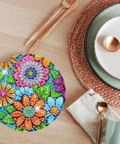 Alternative view of 16PCS Diamond Art Coaster Set Ocean Flowers DIY Painting Kit w/ Stand Wooden Non-Slip