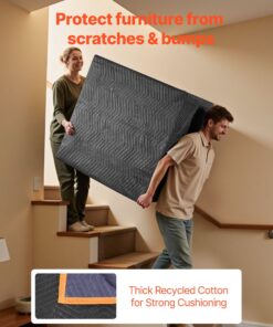 Alternative view of 6 Pcs Moving Blankets 80x72 in – Heavy Duty Padded Packing Blankets with Cotton Filling, Furniture Protection, Shipping & Wrapping