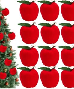 12Pcs Mini Christmas Red Ball Ornaments 2.1in Foam Xmas Tree Hanging Decorations