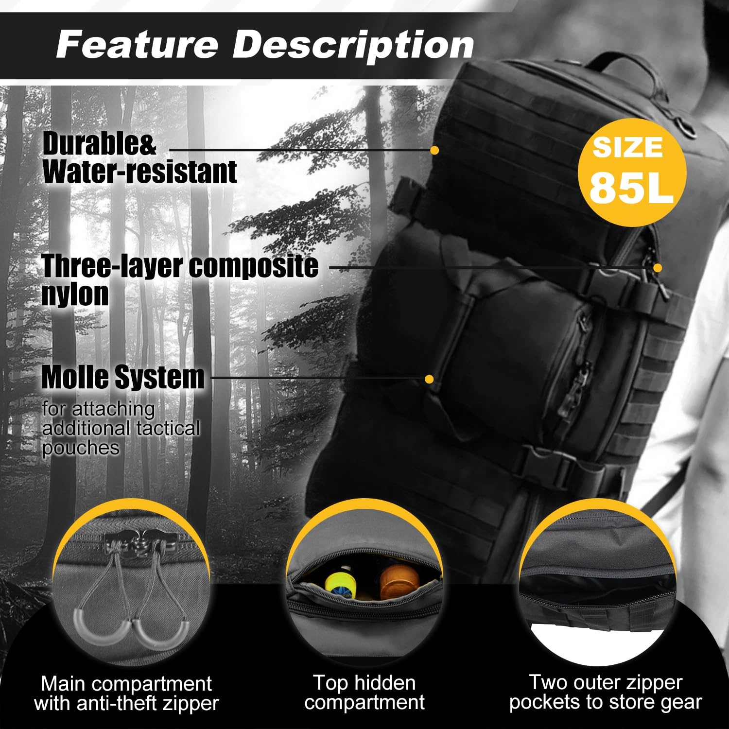 3 In 1 Military Backpack Travel Duffle Bag For Weekender Gym Traveling Workout Deployment - Image 4