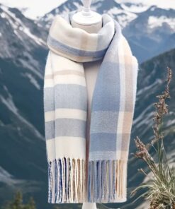 Alternative view of Couple Winter Scarf - Thick Warm Polyester Tassel Shawl Wrap, 180x70cm Unisex Scarves For Women & Men, Christmas Thanksgiving Gift