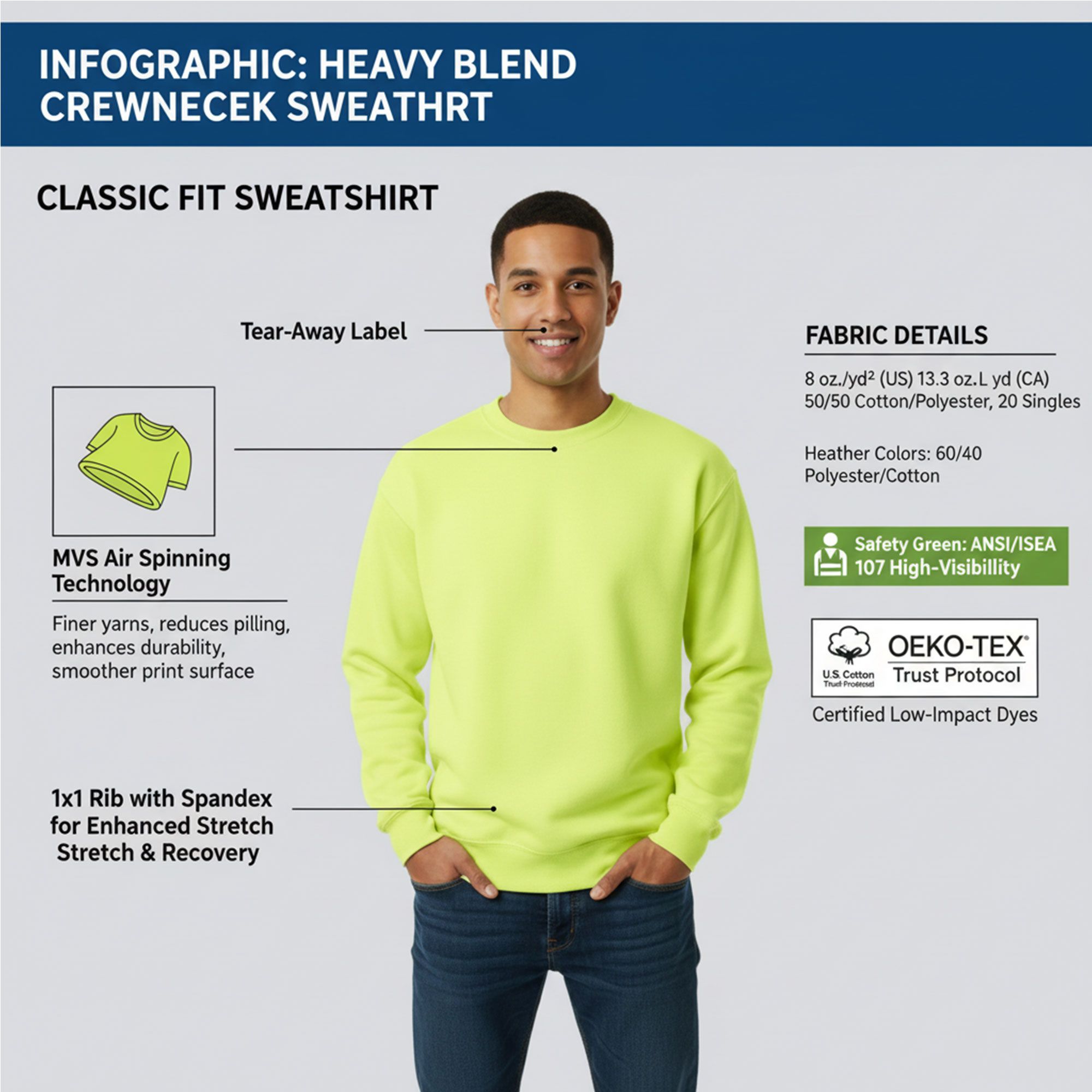 Gildan Men's Heavy Blend Crewneck Sweatshirt - 18000 - Image 10