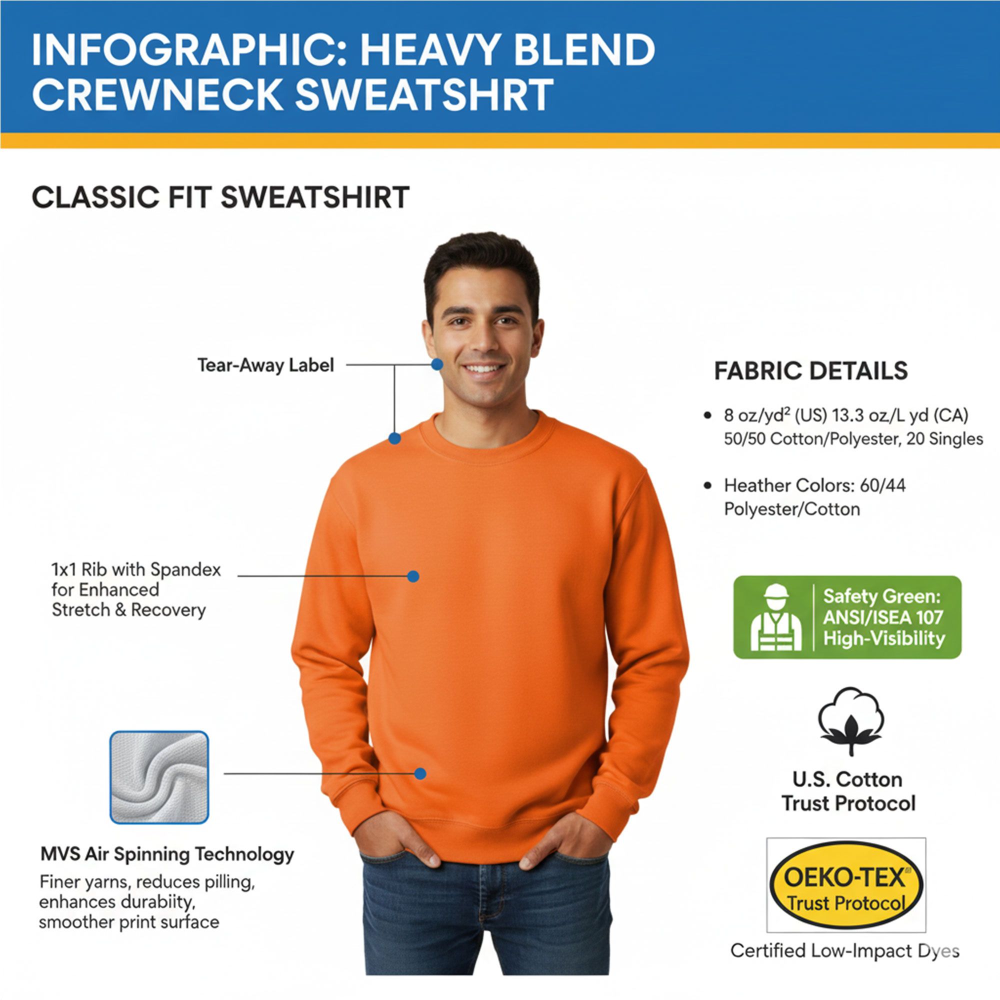 Gildan Men's Heavy Blend Crewneck Sweatshirt - 18000 - Image 9