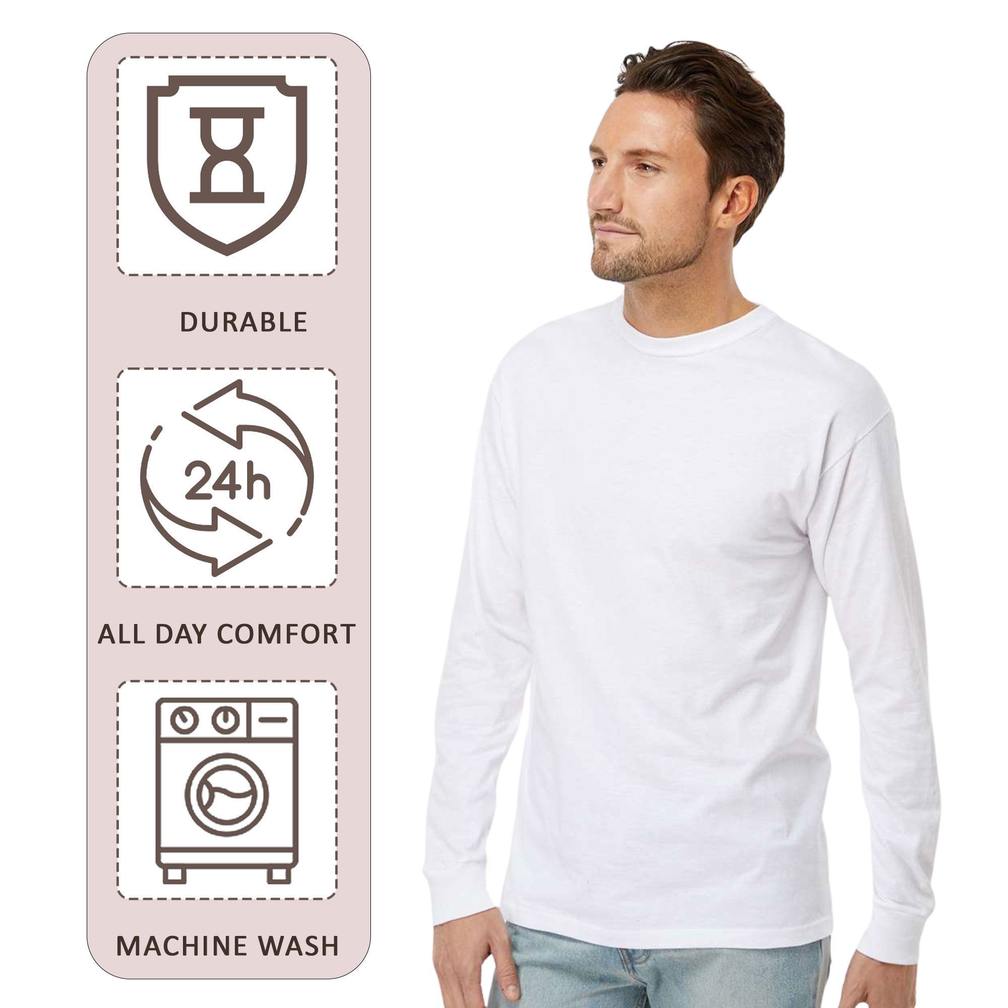 M&O Men's Gold Soft Touch Long Sleeve T-Shirt - Image 5