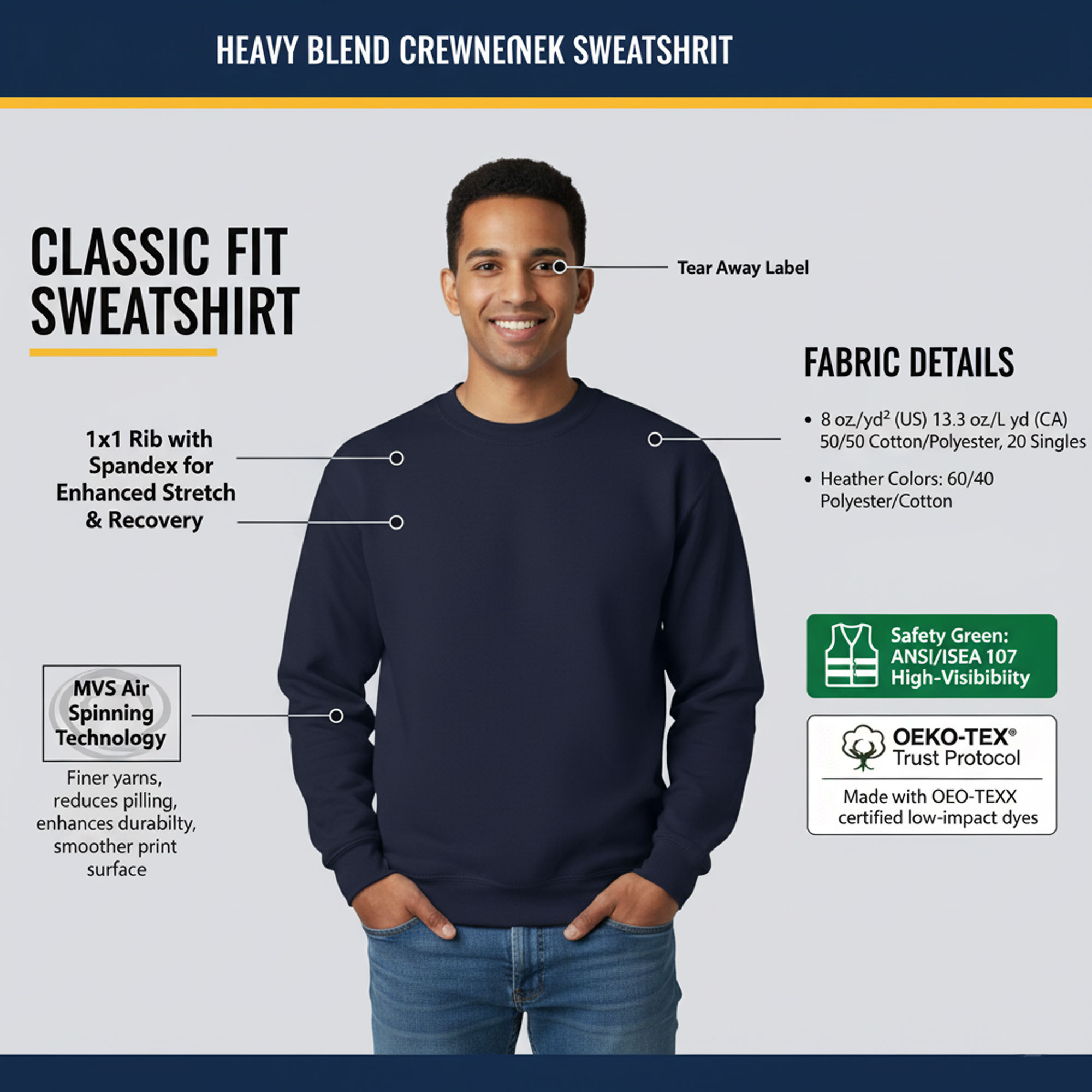 Gildan Unisex Heavy Blend Crewneck Sweatshirt - 18000 - Image 4